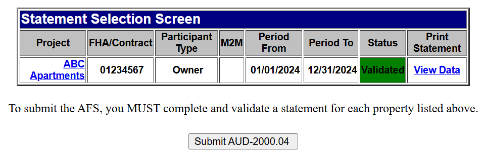 Statement Selection with Submit button